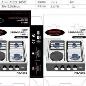 Es 3865 ...3 face gas burner with single hot plate