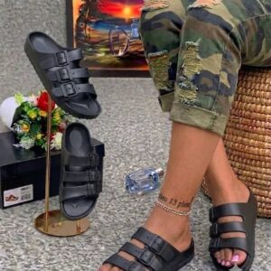 All black rubber slippers